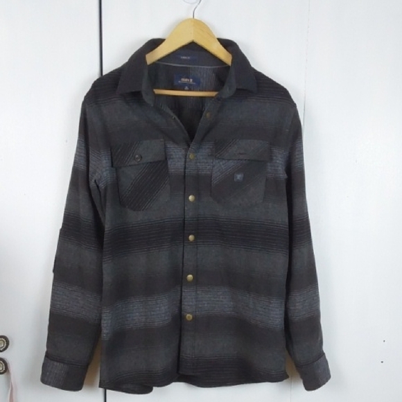 Roark Men's Black/ Gray Snap Button Plaid  Flannel Heavyweight Shirt  Sz.M - Picture 1 of 9